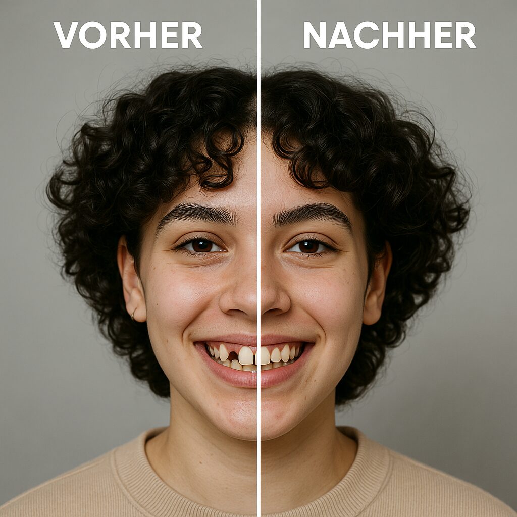 Zahnlücke schließen - Vorher nachher - Behandlung